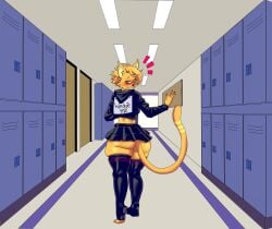 1boy animal_ears animal_tail anthro big_ass big_butt big_thighs cat_ears cat_tail catboy child_bearing_hips classroom classroom_nudity cropped_hoodie curvy curvy_figure dlovolb felid feline femboy furry gay mammal presenting_ass school skirt star_(maddyhexx) tagme tail thick_ass thick_thighs thighhighs twink upskirt yaoi