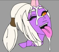 1girls after_blowjob after_cumshot after_fellatio after_sex animal_girl bare_shoulders celestial_(league_of_legends) cum cum_in_mouth cum_on_eyes cum_on_face cum_on_nose cum_on_tongue female female_only giyermo gold_eyes hair_tie horn horse_girl human_hybrid humanoid hybrid implied_oral league_of_legends long_hair magic magical_creature magical_girl mystical_creature open_mouth orange_eyes purple_skin smiling solo solo_focus soraka thick_eyelashes tongue tongue_out unicorn_girl unicorn_horn white_hair yellow_eyes