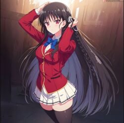 black_hair braid classroom_of_the_elite horikita_suzune long_hair school_uniform