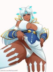 1girls aqua_hair big_breasts blue_eyes blue_hair clothes_lift dark-skinned_female dark_skin female female_only hi_res long_hair looking_at_viewer nintendo nofuture panties perun_(xenoblade) smiling smiling_at_viewer solo thick_thighs viewed_from_below white_background xenoblade_(series) xenoblade_chronicles_(series) xenoblade_chronicles_2