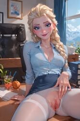 1girls ai_generated anus ass asshole blonde blonde_female blonde_hair blonde_hair_female blue_eyes blush boobs breast breasts butt cleavage crotch_cutout curvaceous curvaceous_body curves curvy curvy_body curvy_female curvy_figure disney earrings elsa_(frozen) exposed_anus exposed_breast exposed_breasts exposed_pussy exposed_vagina eyeshadow female female_only frozen_(film) frozen_2 holyoilsus hourglass_figure inner_sideboob jewelry light-skinned_female light_skin lipstick looking_at_viewer makeup no_panties office_lady pussy shirt sideboob single_braid sitting_on_desk skirt skirt_lift solo solo_female torn_pantyhose unbuttoned_shirt vagina voluptuous voluptuous_female woman