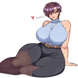 1girls big_ass big_breasts big_butt demon_dog demondog17 huge_breasts mature_female milf older_female pantyhose pencil_skirt skirt solo solo_female solo_focus sweater thick_thighs thighs yellow_eyes