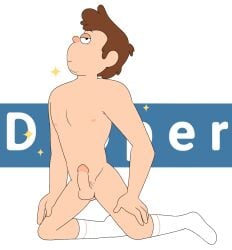 1boy 1male adult aged_up armpit_hair balls black_eyes brown_hair cartoony cock color colored curly_hair dick digital_drawing_(artwork) digital_media_(artwork) dipper_pines erect_penis erection flat_colors gravity_falls kneeling looking_at_viewer male male_focus male_nipples male_only male_pubic_hair medium_penis modeling muscular muscular_male naked naked_male nipples no_underwear not_ai_generated nude nude_male pecs penis penis_out pose posing posing_for_the_viewer pubes pubic_hair serious_face serious_look short_hair simple_background simple_shading socks_on socks_only solo solo_focus spread_legs stubble uncensored weird