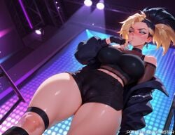 1girls ai_generated akali big_breasts black_hair blonde_hair blue_eyes breasts female female_focus female_only from_below high_resolution highres huge_boobs huge_breasts k/da_akali k/da_all_out_akali k/da_all_out_series k/da_series kaistar large_boobs large_breasts league_of_legends league_of_legends:_wild_rift looking_away patreon pout riot_games solo solo_female solo_focus