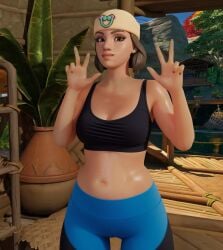 1girls 3d female female_only fortnite hands_up opal_(fortnite) solo tagme yoga_pants