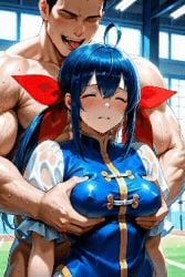 1girls ai_generated animated artist_request bigger_male blush breast_grab breast_squeeze clothed clothed_female cute_face fatal_fury fatal_fury:_city_of_the_wolves female garou:_mark_of_the_wolves grabbing grabbing_from_behind hotaru_futaba king_of_fighters kof male nude_male nude_male_clothed_female ribbon ribbon_in_hair ribbons ryona smaller_female snk squeezing squeezing_breast sweat sweatdrop sweating tagme twintails