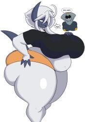 2024 2girls 4_fingers absol absurd_res annoyed anthro anthrofied ass belly big_ass big_belly big_breasts big_butt black_clothing black_shirt black_topwear blue_body bottomwear breasts bubble_butt chubby clothed clothed_anthro clothed_female clothing desire_(dewwydarts) desire_(dewwydartz) dewwydarts dewwydartz dialogue duo dusknoir english_text female female_focus fingers fur furry generation_3_pokemon generation_4_pokemon grey_body hair hi_res huge_ass huge_breasts huge_butt huge_thighs law_(dewwydarts) law_(dewwydartz) multicolored_body nintendo orange_bottomwear orange_clothing orange_shorts overweight overweight_anthro overweight_female pokémon_(species) pokemon pokemon_(species) shirt shorts simple_background solo_focus speech_bubble tagme tail text thick_thighs topwear two_tone_body white_background white_body white_fur white_hair wide_hips