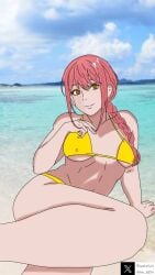 beach bikini chainsaw_man color_edit colored makima_(chainsaw_man) real_background realistic_background tagme tim_heyderich vestartist yellow_bikini