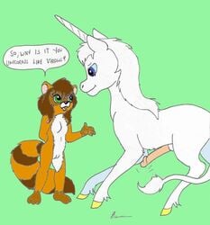 anthro breasts equine female furry horn male mammal mike_sherman penis pussy raccoon unicorn