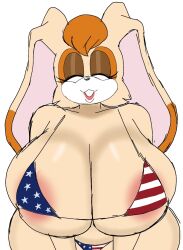 1girl alternate_breast_size american_flag_bikini anthro anthro_only bikini breasts_bigger_than_head female furry furry_only huge_breasts milf momiji_(artist) sega sole_female sonic_(series) sonic_the_hedgehog_(series) tagme vanilla_the_rabbit