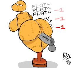 1boy 1boy1girl anonymous_male anus anus_outline artist_signature ass big_butt dummy_(undertale) el_sick exposed_anus fat_ass female gray_penis mad_dummy medium_ass medium_breasts mouthless onomatopoeia penetrating penetration plapping sweating undertale undertale_(series)