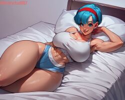 ai_generated bulma_briefs bulma_briefs_(frieza_saga) charlychad007 dragon_ball dragon_ball_z huge_ass huge_breasts thick thick_ass thick_legs thick_thighs thunder_thighs wide_hips