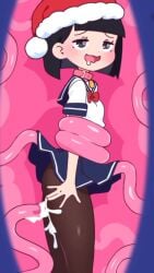 1girls 9:16 animated black_eyes black_hair christmas collar cum female locker mp4 no_sound santa_hat school_uniform shorter_than_30_seconds skirt skirt_lift stockings tagme tentacle tentacle_locker tentacle_sex vertical_video video