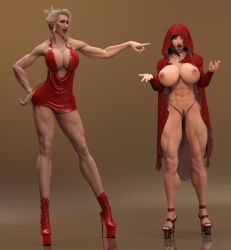 2girls 3d ass big_ass big_breasts breasts bust busty chest curvaceous curvy curvy_figure female female_focus final_fantasy final_fantasy_vii high_heel_boots high_heels hips hourglass_figure huge_ass huge_breasts human large_ass large_breasts legs light-skinned_female light_skin mature mature_female muscular_female platform_heels scarlet_(ffvii) square_enix thick thick_hips thick_legs thick_thighs thighs tifa_lockhart voluptuous waist wide_hips zeblacktiger