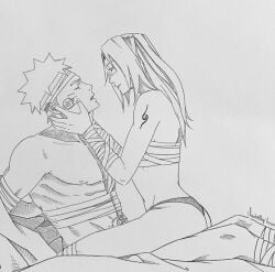 1boy 1girls bandage bandaged_arm bandaged_chest bandages female hand_on_face holding_face male male/female narusakuart naruto naruto_(series) naruto_shippuden on_lap open_mouth sakura_haruno sitting_on_lap straight uzumaki_naruto