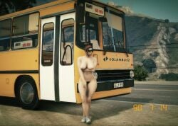 3d brown_hair bus casual completely_naked completely_naked_female completely_nude completely_nude_female exhibitionism exhibitionist female female_only footwear grand_theft_auto grand_theft_auto_online grand_theft_auto_v hair_bun human hungarian ikarus kemikarugaru looking_away naked naked_female naked_footwear naked_shoes nipples nude nude_female nudism nudist nudity pale_skin posing posing_for_picture pubic_hair retro shoes solo sunglasses white_shoes