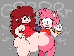 2girls amy_rose belly belly_press belly_squish belly_to_belly big_belly breasts chubby_belly crossover female female_only friday_night_fatty friday_night_funkin girlfriend_(friday_night_funkin) light opis sonic_(series) sonic_the_hedgehog sonic_the_hedgehog_(series) thick_thighs vore