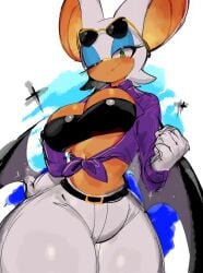 1girls 2024 2024s bat bat_ears bat_wings big_breasts cleavage clothed eyelashes eyeshadow female female_focus female_only furry furry_female gloves green_eyes jacket large_breasts looking_at_viewer purple_jacket rouge_the_bat solo solo_female sonic_(series) sonic_the_hedgehog_(series) sunglasses sunglasses_on_head tan_body tan_skin the_murder_of_sonic_the_hedgehog usa37107692 white_fur white_hair wide_hips wings