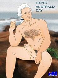 captain_james_cook chest_hair colonialfox erection history huge_cock human male nude penis pinup presenting pubic_hair rock testicles uncut wig