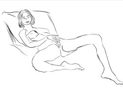 alone bed closed_eyes doctor_who feet female hairy_pussy masturbation masturbation_in_bed millie_gibson monochrome naked naked_female pleasure_face ruby_sunday sketch tagme