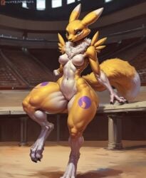 ai_generated breasts cutesexyrobutts_(style) cutesexyrobutts_ai_artstyle_imitation digimon furry renamon renamon_(digimon)