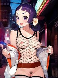 ai_generated demianskull exposed_breasts exposed_pussy jasmine_orihime mega_man mega_man_battle_network prostitution slutty_outfit solo_female