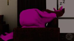 3d belly_bulge big_breasts breasts deltarune deltarune_chapter_2 female_pred huge_belly jackiller mawshot nude_female open_mouth reptile sleeping susie_(deltarune) teeth_showing vore vore_belly vore_warning