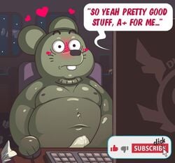 1boy 2019 anthro belly blush bulge cartoon_network chubby clothing computer cum digitslayer english_text frankie_watterson furry heart humanoid_hands male male_only mammal masturbation moobs navel night nipples rat richard_watterson rodent sitting solo text the_amazing_world_of_gumball underwear