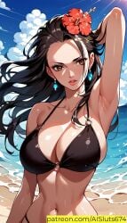 adult_female ai_generated ai_sluts anime armpits beach bikini bombshell cloud clouds cloudscape curvy_figure female female_only flower flower_in_hair goddess hands_behind_head heavenly_body huge_breasts inviting_to_sex one_piece sea seductive_look sexy shoreline sole_female spain spanish viola_(one_piece)