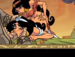 akabur blowjob doppelganger evil_clone princess_jasmine sex_from_behind strap-on threesome