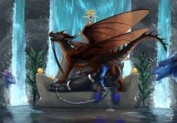 4_wings ambiguous_gender anal anal_orgasm anal_penetration animal_genitalia anus barely_visible_genitalia barely_visible_vulva being_watched black_body black_scales blackfly_(spring) blue_body blue_eyes blue_penis blue_scales bodily_fluids bondage_gear bound brown_body brown_scales chain chained chained_cuffs chair claws crown cum cum_on_ground depth_(sexysnek) dominant dominant_female dragon duo_focus ejaculation emanata erection female female_penetrating female_penetrating_male feral feral_on_feral feral_penetrated feral_penetrating feral_penetrating_feral finger_claws frill_(anatomy) furniture genital_fluids genital_slit genitals group hands-free headgear hi_res hivewing_(wof) horn insect_wings knot knotted_penis latex leash leash_in_mouth leash_pull legs_tied long_neck looking_at_another male male/female male_penetrated membrane_(anatomy) membranous_frill multi_wing mythological_creature mythological_scalie mythology object_in_ass object_in_mouth orange_body orgasm pegging penetration penis pink_eyes pinned purple_eyes scales scalie seawing_(wof) sex sex_toy sex_toy_in_ass sex_toy_insertion shaded smile snout strapon submissive submissive_male tail throne toe_claws toying_partner vensart viperfish_(spring) vulva water waterfall watermark wing_bindings wing_bondage wings wings_of_fire wings_tied yellow_eyes