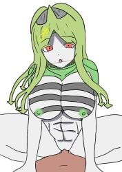 abs big_breasts big_thighs breasts c-moon_(jjba) cowgirl_position female green_hair humanoid jojo's_bizarre_adventure pale-skinned_female rule_63 sex shounen_jump snow_ruv stone_ocean vaginal_penetration