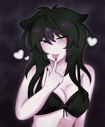 1girls bikini_bottom bikini_top black_bikini black_eyes black_hair looking_at_viewer oc pale_skin robloxian seductive_look tounge_out vixnn