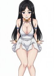 big_breasts black_hair blue_eyes cleavage curyfromzero dress heart_choker heart_symbol long_hair oc original_character re:zero_kara_hajimeru_isekai_seikatsu tagme white_clothing white_dress