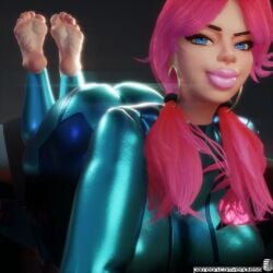 1girls barefoot big_ass big_breasts big_butt bimbo bimbo_lips blue_eyes elevenendless endlessillusion feet foot_fetish lipstick oc original_character pigtails pink_hair