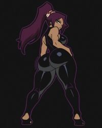 1girls alternate_version_available badjujuarts big_ass bleach clothed looking_back pants shihouin_yoruichi tank_top