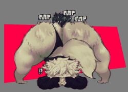 2025 aero_(ju5ta3r0) ambiguous_gender anal anal_penetration anthro arctic_fox ass_up big_butt black_clothing black_hoodie black_topwear blush butt canid canine clothing disembodied_penis duo femboy fluffy fluffy_tail fox genitals hoodie huge_butt huge_thighs hyper hyper_butt jack-o'_pose male male/ambiguous mammal penetration penis plap pose shirt simple_background surprised tail thick_thighs topwear true_fox userpagani