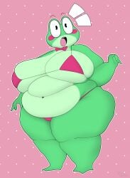 1girls amphibian anthro anthro_only anthro_solo ass belly bikini blush bowtie breasts cleavage eyelashes fat fat_ass fat_female female female_focus female_only frog frog_girl glitch_productions gooseworx green_body green_skin hips hyper hyper_ass hyper_breasts large_ass large_breasts mostly_nude mostly_nude_female mouth_open open_mouth overweight overweight_anthro overweight_female pink_bikini pink_bikini_bottom pink_bikini_only pink_bikini_top pink_bowtie puhba ribbit_(the_amazing_digital_circus) solo solo_female stomach suprised suprised_expression suprised_eyes suprised_face suprised_look the_amazing_digital_circus thick_thighs thighs weight_gain wide_hips