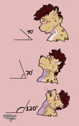 absurd_res ahegao angle angle_head_tilt_meme anthro blue_eyes blush blush_lines bodily_fluids felid feline hair hi_res leopard leopardus looking_pleasured male mammal meme nohum nohum_(nohum) pantherine pink_background red_hair simple_background solo spots sweat sweatdrop tongue tongue_out trend trigonometry