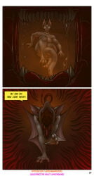 aamon_2_(james_howard) anthro bat bodily_fluids comic demon dialogue duo first_person_view gynomorph gynomorph/male hi_res imminent_vore intersex intersex/male james_howard male mammal mouth_shot open_mouth patreon reverse_mouth_shot saliva saliva_string subscribestar tina_(james_howard) unhinged_jaw