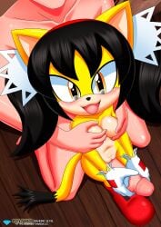 1boy 1girls anthro bbmbbf blush breast_grab breasts diamond_level female honey_the_cat human human_on_anthro looking_at_viewer male male/female mobian_(species) mobius_unleashed nipples nude open_mouth palcomix penis pietros_secret_club pussy sega size_difference sonic_(series) sonic_the_hedgehog_(series) tongue