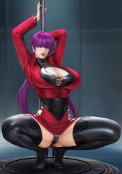 1girls big_breasts dance_pole dancing_pole goatwillow huge_breasts king_of_fighters light-skinned_female light_skin long_hair mingxing5577 pale-skinned_female pale_skin purple_hair shermie_(kof)