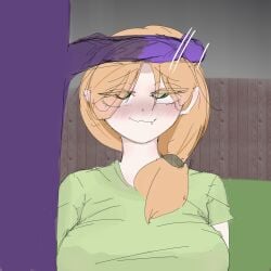 1boy 1girls alex_(minecraft) artist_request big_breasts big_penis blush breasts closed_mouth clothed clothed_female clothing color dominant_male enderman female female_focus femsub fully_clothed ginger ginger_hair green_eyes hetero human light_skin looking_at_penis male maledom minecraft naked naked_male on_knees open_eyes outdoors penis pixiv_link sketch smile straight submissive_female
