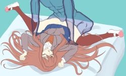 doki_doki_literature_club missionary missionary_position monika_(doki_doki_literature_club) moritaris on_back on_bed