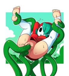 1girls 2019 anal anal_penetration anus ayb clitoris double_penetration feet female female_only green_hair hi_res hoodie lifted_by_tentacles lifting light_blush mario_(series) mask nintendo no_panties penetration pussy restrained restrained_by_tentacles shy_gal solo stirrup_legwear tentacle tentacle_in_ass tentacle_in_pussy tentacle_rape tentacles tentacles_on_female thighhighs vaginal_penetration white_thighhighs