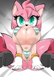 absurd_res amy_rose big_breasts breast_grab breasts breasts_out eulipotyphlan female female_only hedgehog hi_res long_legs mammal monodie sega solo solo_female sonic_the_hedgehog sonic_the_hedgehog_(comics) sonic_the_hedgehog_(series)