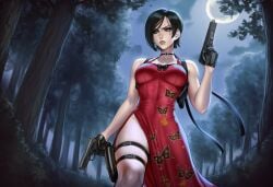 1girls ada_wong ai ai_assisted ai_generated asian_female black_hair dress fit fit_body fit_female forest holster moon pistol prussia123 red_dress resident_evil sexy sexy_body sexy_clothing sexy_dress sexy_female short_hair skimpy_dress