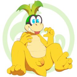 1boy 2017 3_toes 4_fingers alpha_channel anthro anus balls eyewear flaccid front_view glasses hollo_nut humanoid_penis iggy_koopa koopa koopaling male male_only mario_(series) nintendo nude penis scalie simple_background sitting solo spread_legs spreading toes tongue tongue_out transparent_background uncut