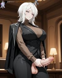 1futa 1futanari adult adult_female ai_generated balls ballsack big_breasts black_jacket black_pants black_vest blue_eyes boobs breasts bust busty busty_female busty_girl cock curvy_body dick dickgirl faust_(limbus_company) female foreskin futa futa_masturbation futanari futanari_masturbation girl handjob jacket_on_shoulders large_breasts light-skinned_female light_skin limbus_company machine_muse masturbation mature mature_body mature_female pale_skin pale_skinned_female penis project_moon sexy sexy_body short_hair solo testicles tits trans trans_woman uncensored watermark white_hair