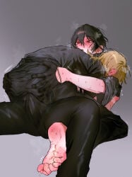 2boys ass_grab ddu_45 dry_humping erect_penis_under_clothes horny yaoi